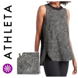 Athleta Zephyr Print Tank Top Black Gray Activewear Sleeveless Size Medium
